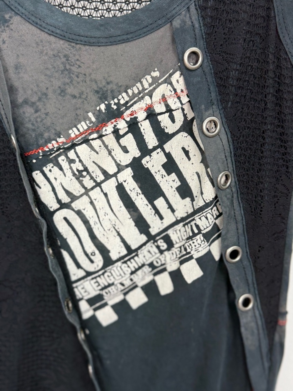 SALVAGE Sleeveless Black/Gray/White Graphic Lace up Tank Top Tunic Dress Sz S - Picture 5 of 14